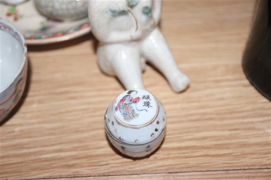 A quantity of Oriental wares including blue and white, crackle glaze, etc.